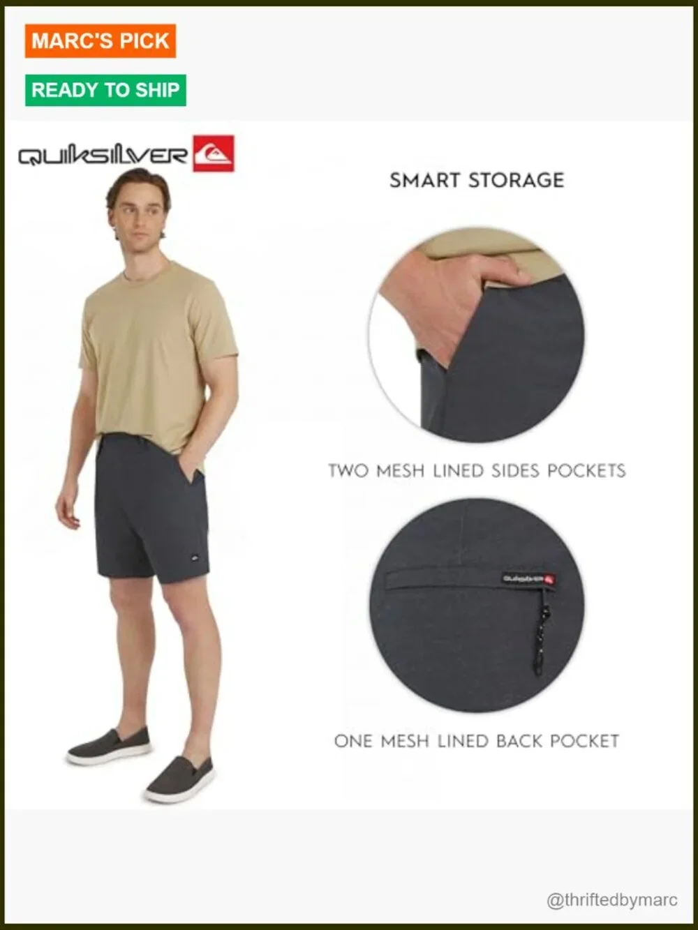 Regular Fit Hybrid Shorts with Fixed Waist, Water Friendly Active Wear